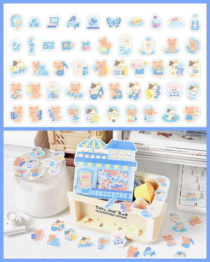 100 Mini Cartoon Tiere Sticker Pack | Kawaii, Koreanischer Stil, Scrapbooking, Journal & Planer Zubehör