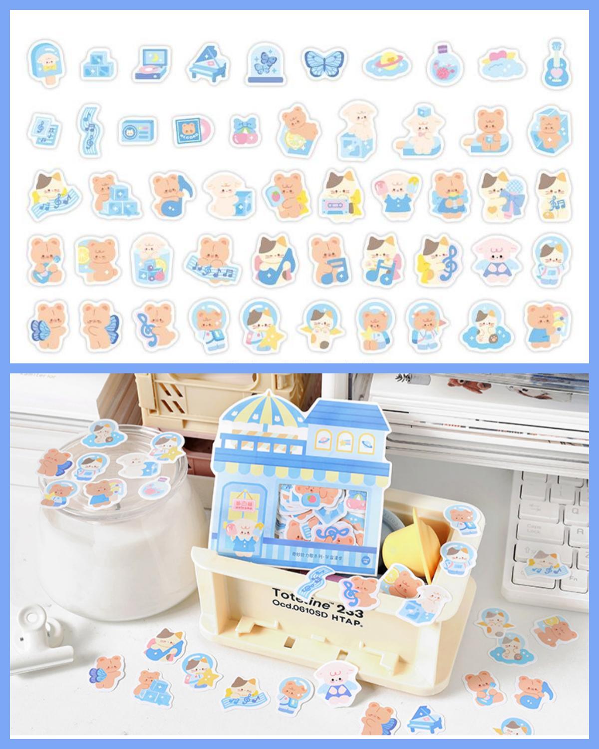 100 Mini Cartoon Tiere Sticker Pack | Kawaii, Koreanischer Stil, Scrapbooking, Journal & Planer Zubehör
