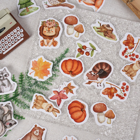 46 Stück Herbst Sticker Set - Süße Tier- & Naturmotive
