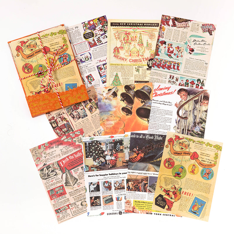 Vintage Weihnachts Scrapbooking Papier Set - 40 Blätter in 10 Designs