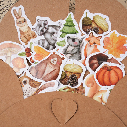 46 Stück Herbst Sticker Set - Süße Tier- & Naturmotive