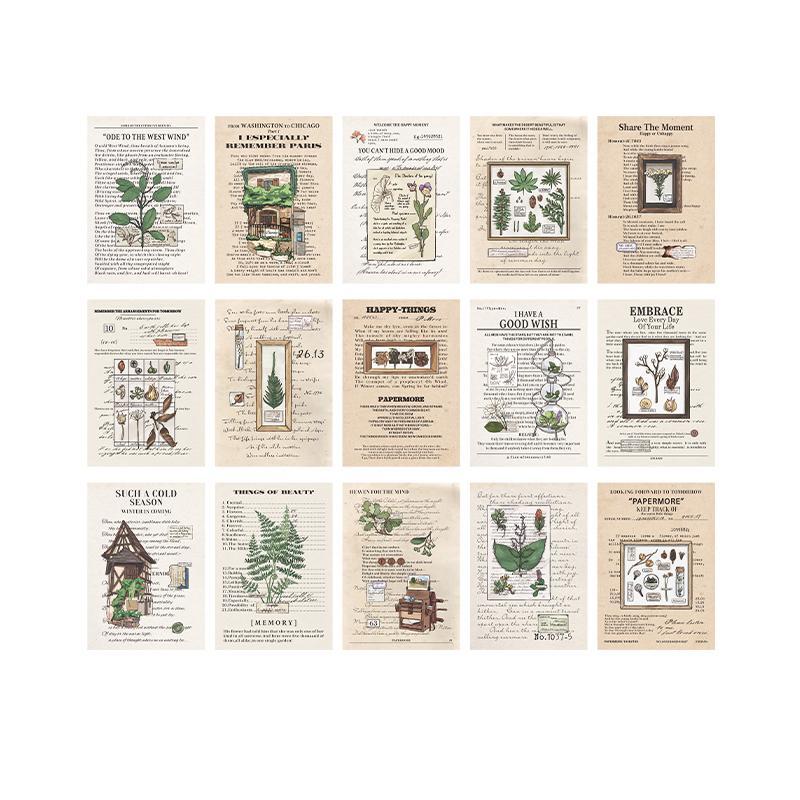 30er-Pack Journal & Scrapbooking Papier | 4 Themen: Pflanzen, Astronomie, Vintage, Afternoon Tea