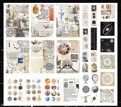 Vintage Ephemera Set für Scrapbooking & Bullet Journaling | 5 Themen | Sticker, Etiketten, Notizzettel & mehr