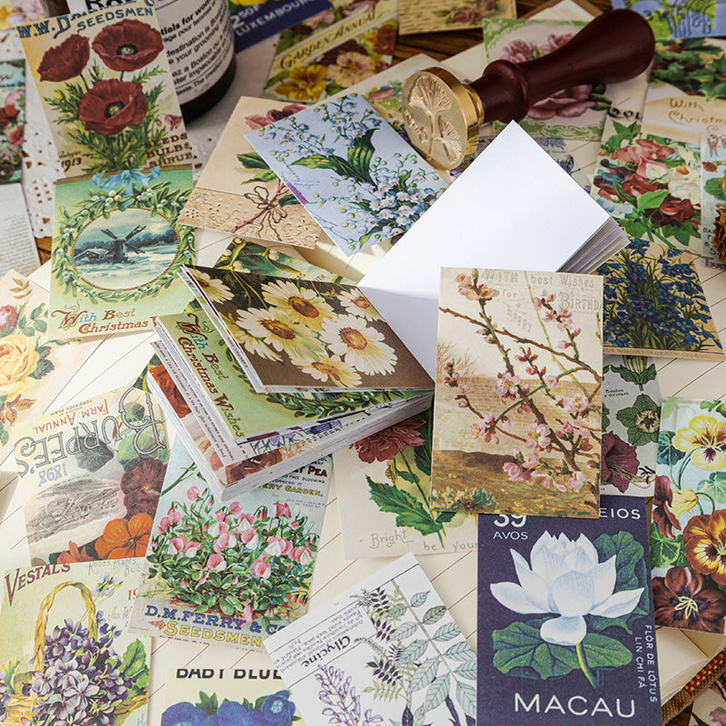 Mini Stickerbuch Blumen - 50 Seiten Ästhetische Aufkleber für Scrapbooking & Bullet Journaling