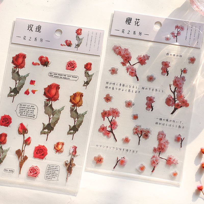 PET Blumen Sticker Sheets