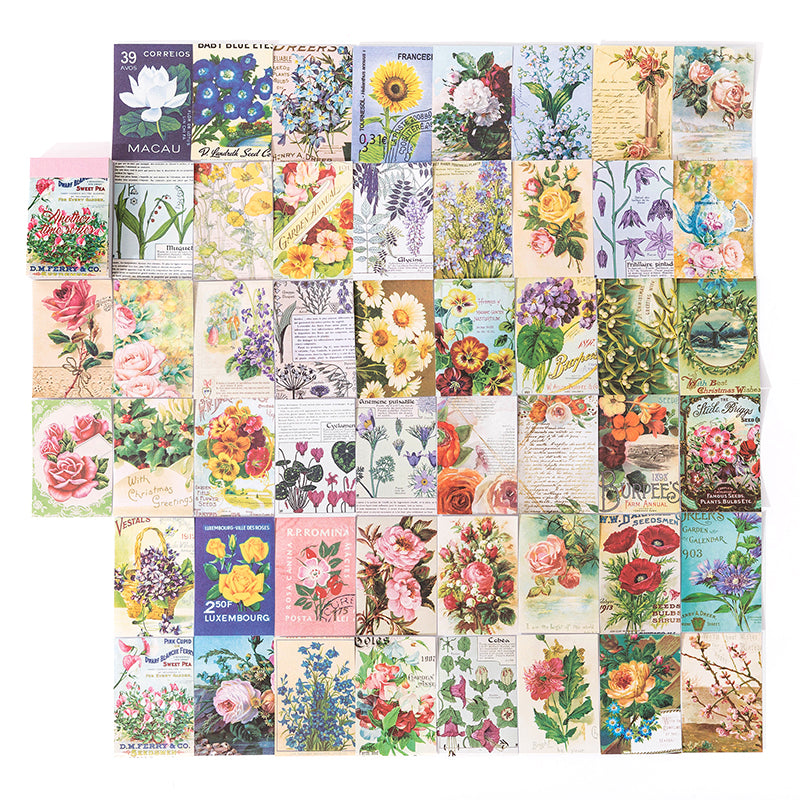Mini Sticker Book Flowers - 50 Pages Aesthetic Stickers for Scrapbooking &amp; Bullet Journaling