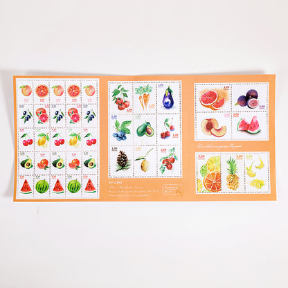 Obst Briefmarken Sticker Sheet | Ca. 40 Sticker | Für Bullet Journal, Scrapbooking & Karten