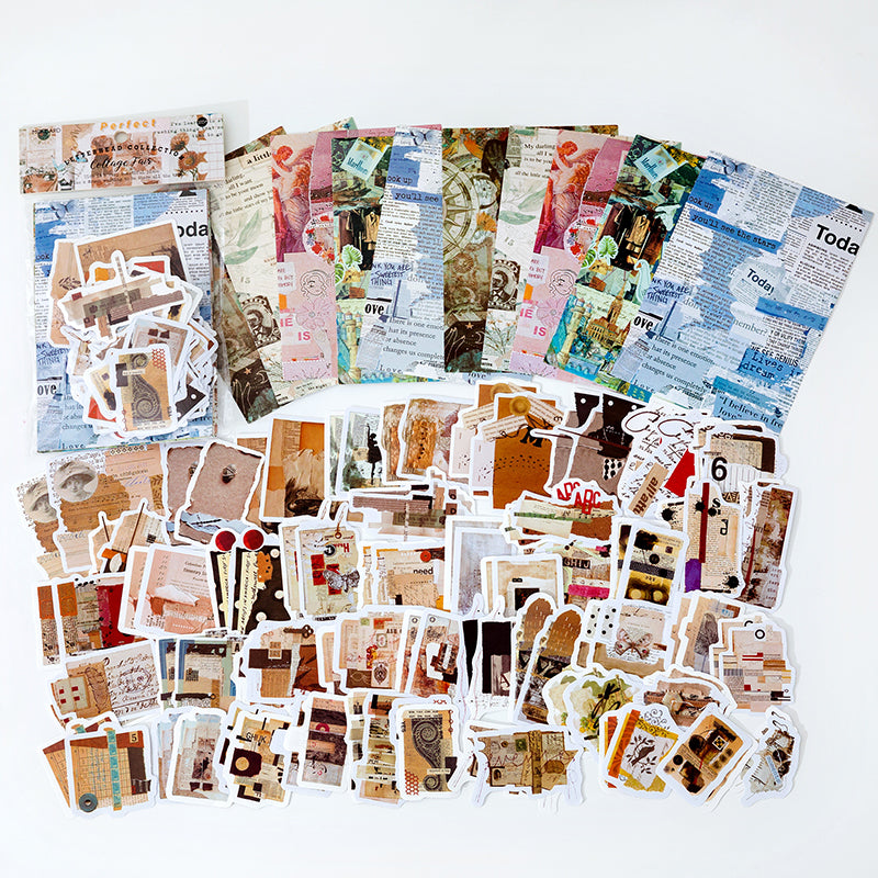Vintage Bullet Journal Collage Papier Sticker Set - 100 Stück