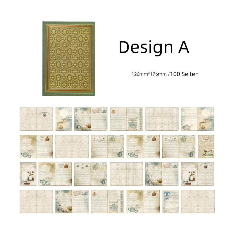 Vintage Design Notizbuch | Bullet Journal & Tagebuch | 100 Seiten mit Muster