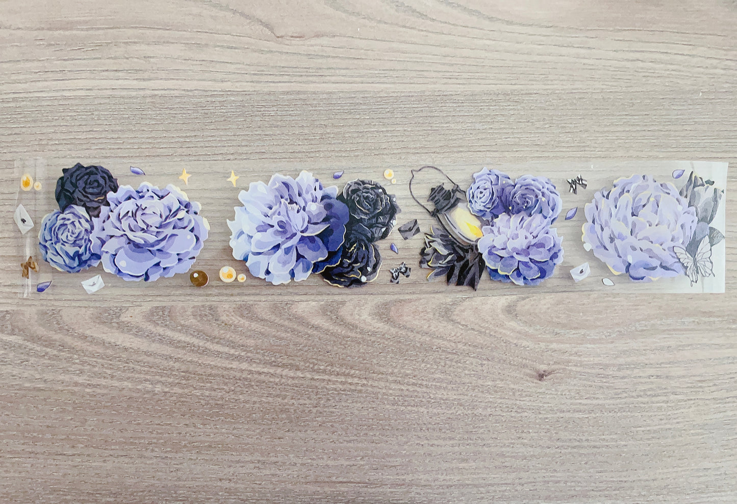 Lila & Schwarze Blumen PET Tape Loop - 6,5 cm x 0,35 m