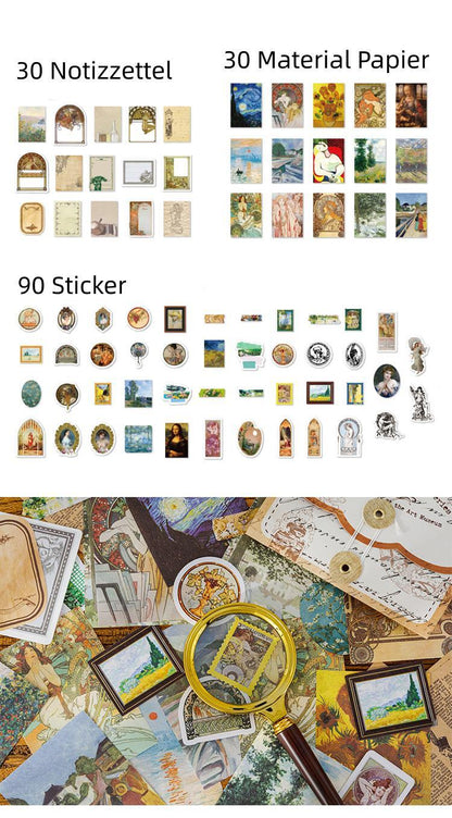 Kunst Scrapbooking Ephemera Pack | 150-teiliges Set | Sticker, Notizzettel & Materialpapier