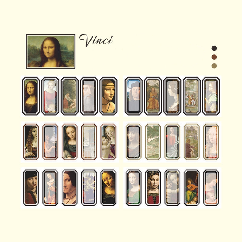 60 Mini Kunst Meisterwerke Sticker Set - Van Gogh, Picasso, Monet und mehr