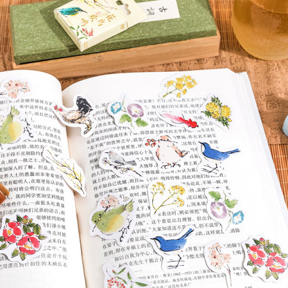 46 Mini Vögel und Blumen Sticker | 23 Designs