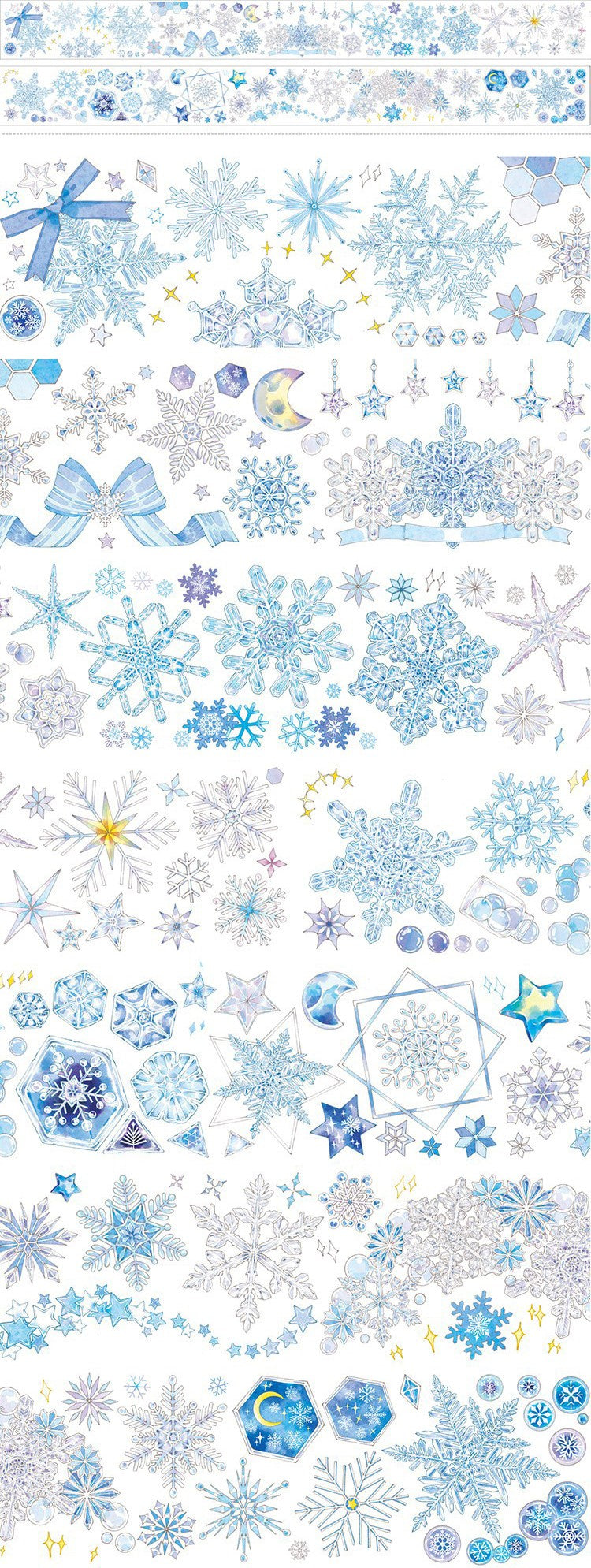 Blaue Schneeflocken & Eiskristalle PET Tape Loop - 6 cm x 1,20 m