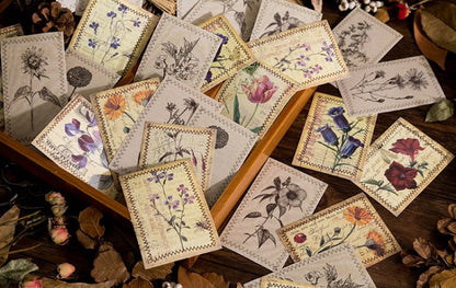 30 Vintage Blumen Washi Sticker Pack - Für Scrapbooking, Bullet Journal & Bastelprojekte