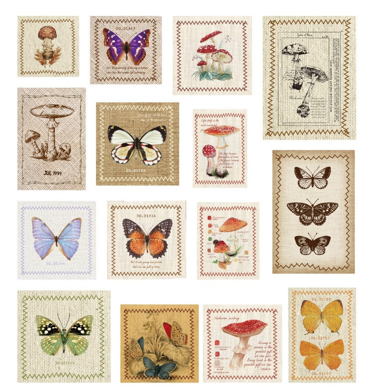 30 Schmetterlinge & Pilze Washi Sticker Pack - Für Scrapbooking, Bullet Journal & Kreative Projekte