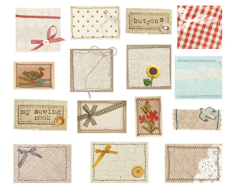30 Vintage Textilien Washi Sticker Pack - Für Scrapbooking, Bullet Journal & Kreative Projekte