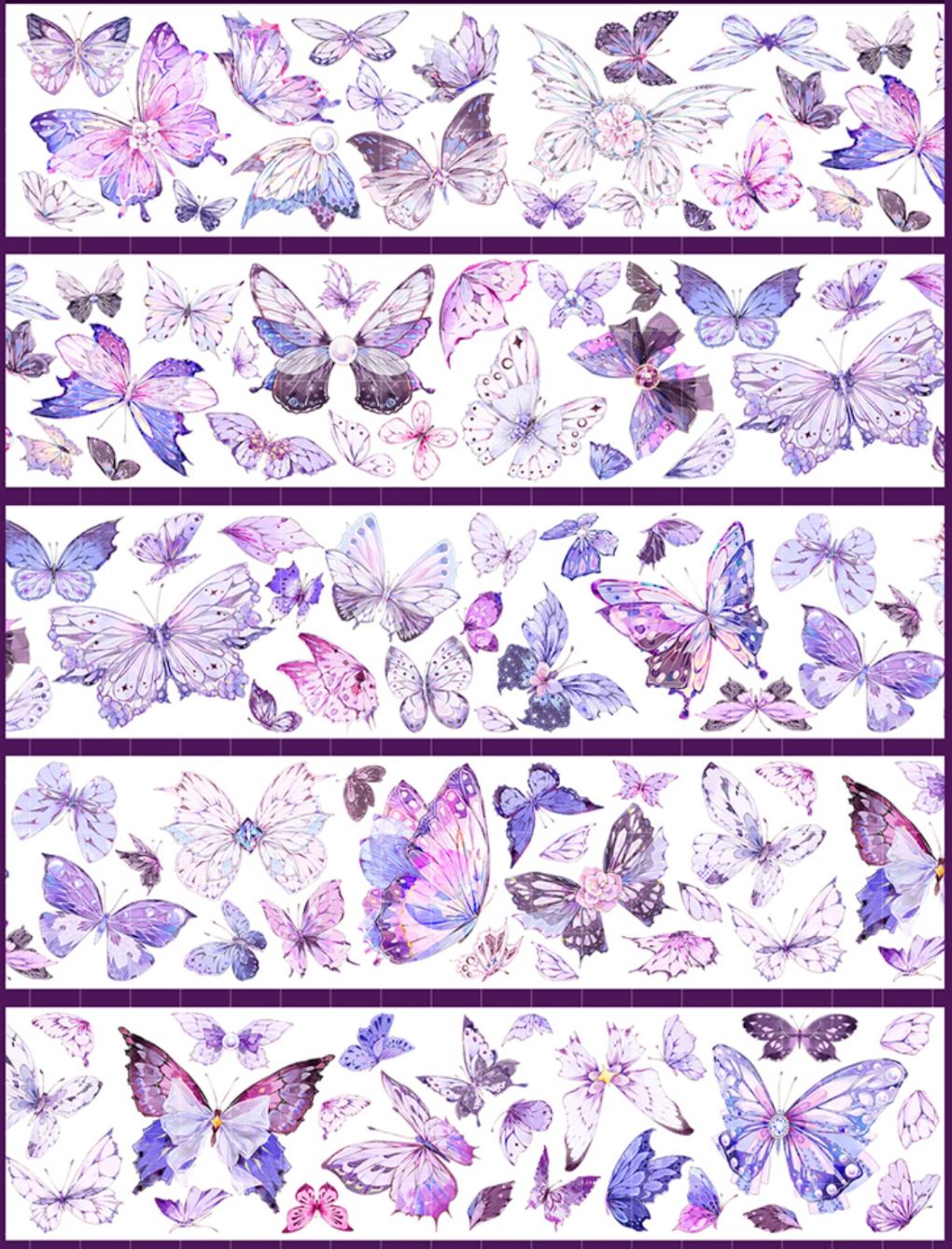 Purple Butterflies PET Tape Loop - 6cm x 1m
