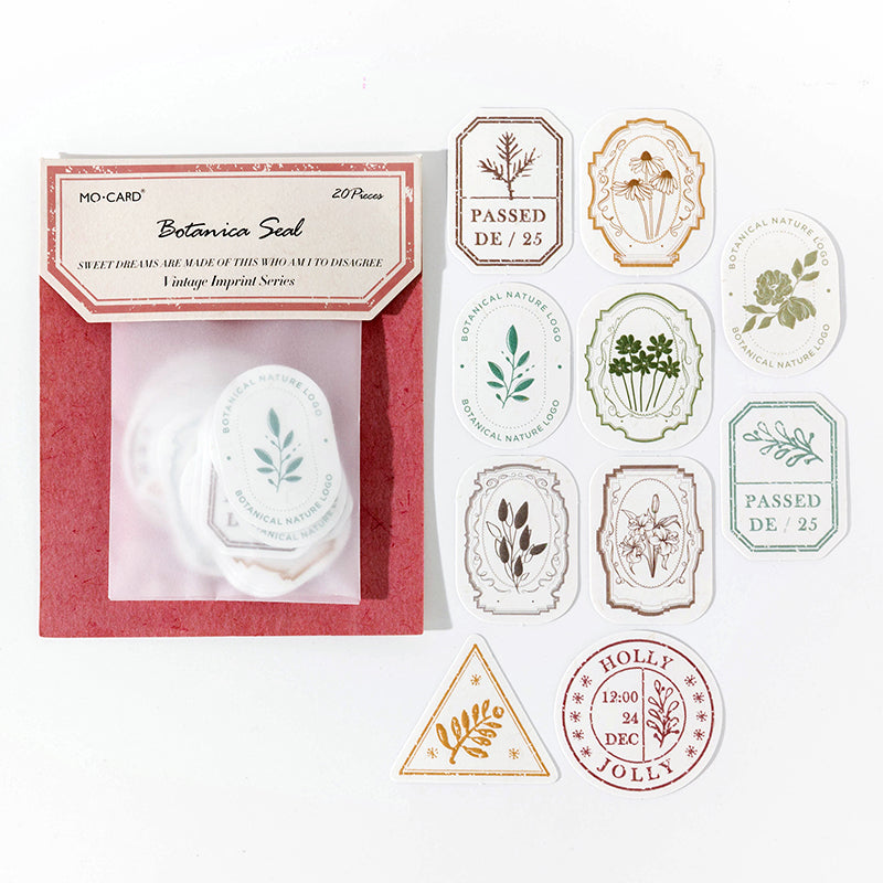 Embossed sticker pack - plant motif - 20 stickers