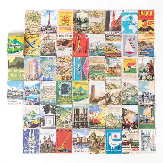 Mini Stickerbuch Reisen - 50 Seiten Ästhetische Aufkleber für Scrapbooking & Bullet Journaling