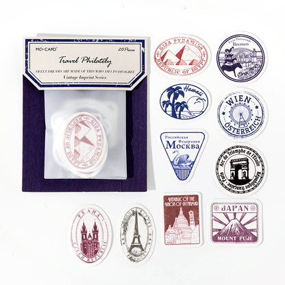 Embossed Sticker Pack - Travel Motif - 20 stickers