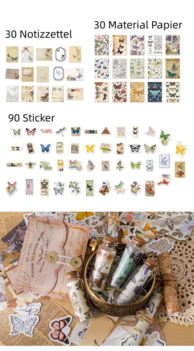 30 Vintage Textile Washi Stickers - For Scrapbooking, Bullet