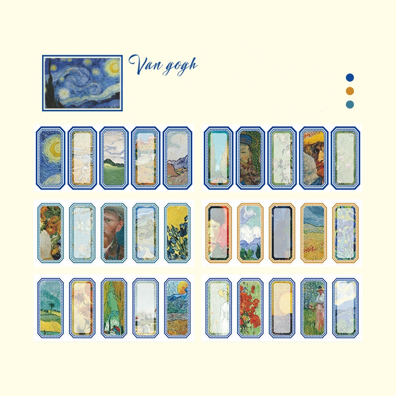 60 Mini Art Masterpieces Sticker Set - Van Gogh, Picasso, Monet and more