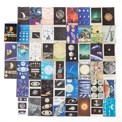 Mini Stickerbuch Weltraum - 50 Seiten Ästhetische Aufkleber für Scrapbooking & Bullet Journaling